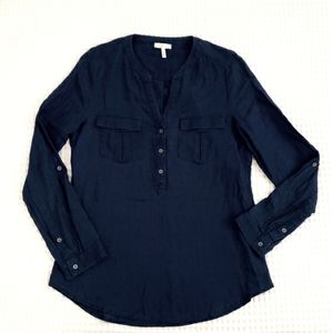 JOIE dark chambray half button Henley top XS